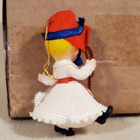 Vintage Flocked Plastic Face Little Bo Peep/Mary had a Little Lamb Ornament - Picture 3 of 12